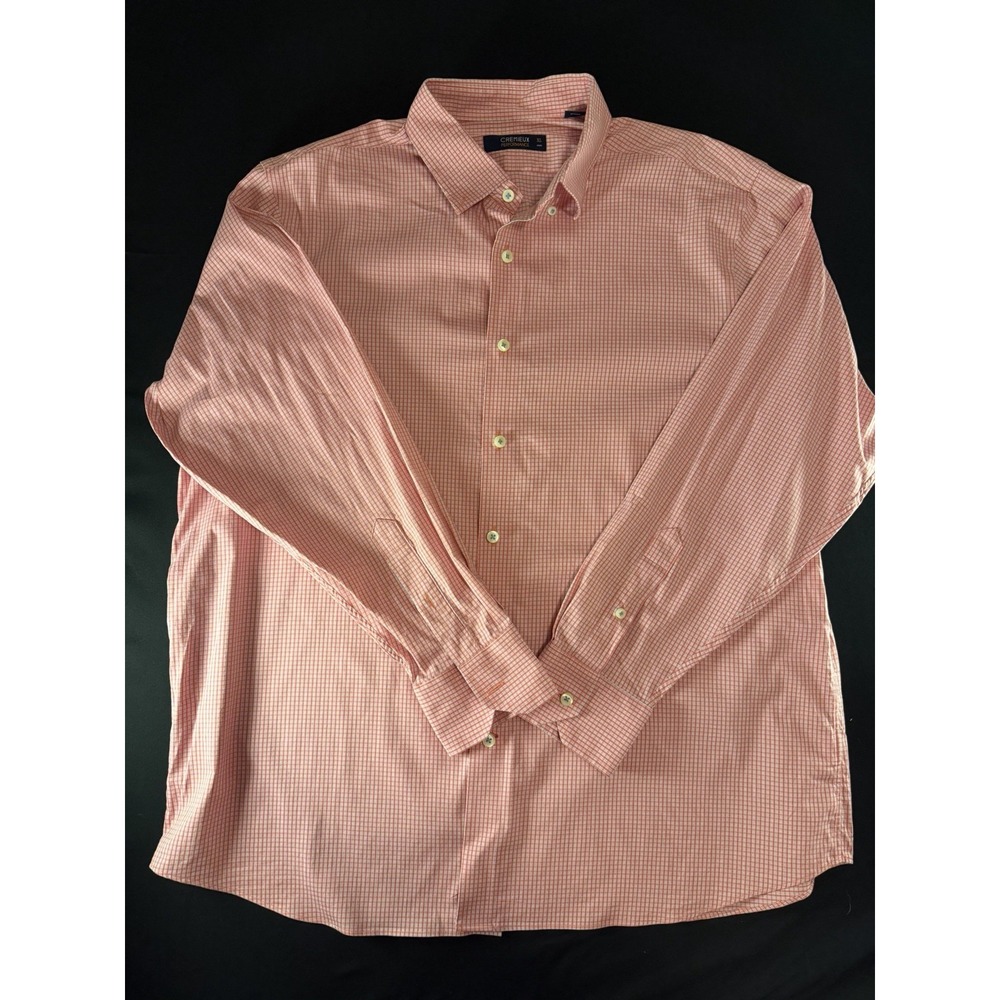 Cremieux Performance Pink Patterned Men's Long Sleeve Dress Shirt, XL